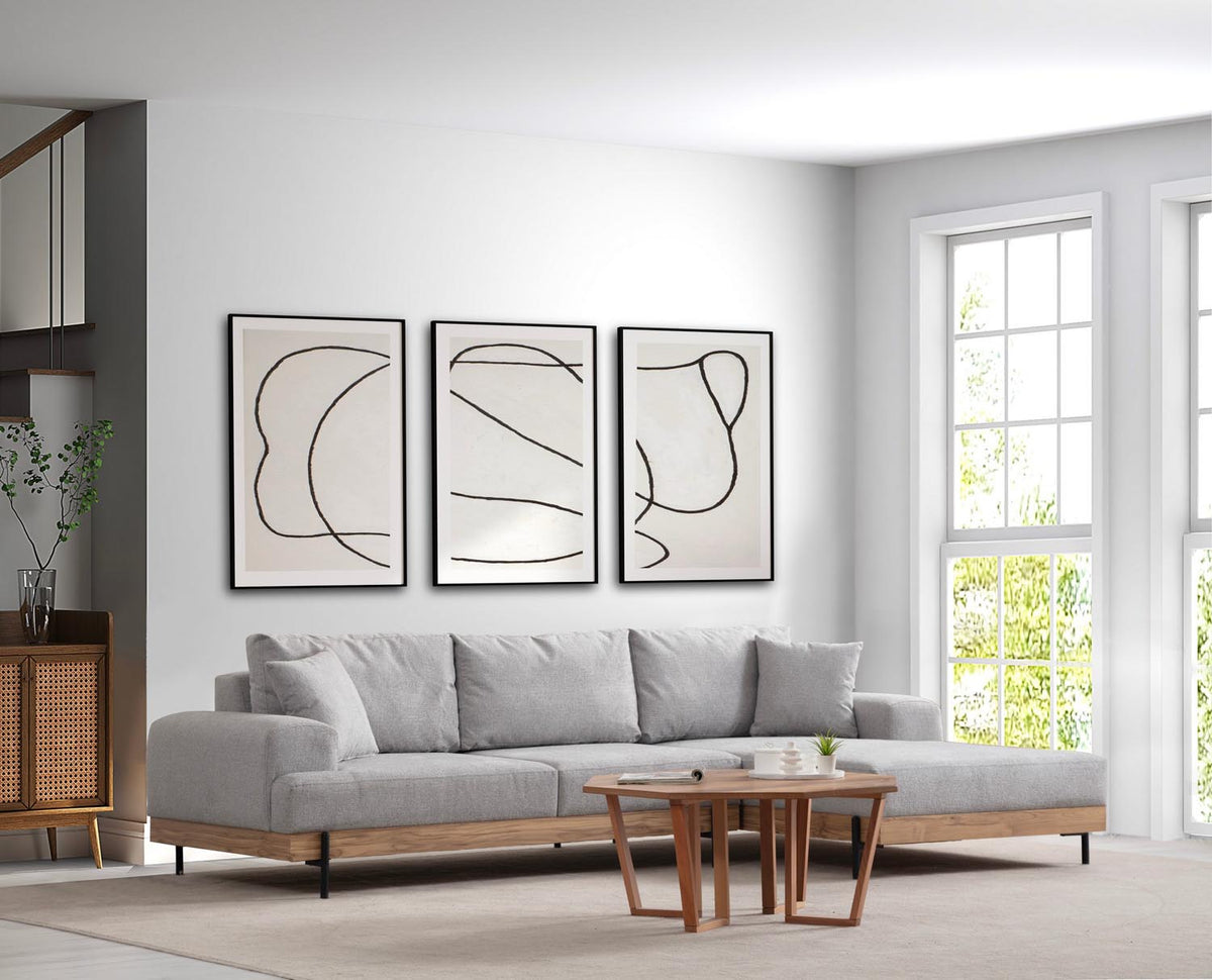 Eti Oak Right Ecksofa - Grau in Grau präsentiert im Onlineshop von KAQTU Design AG. L-Sofa rechts ist von Atelier Del Sofa