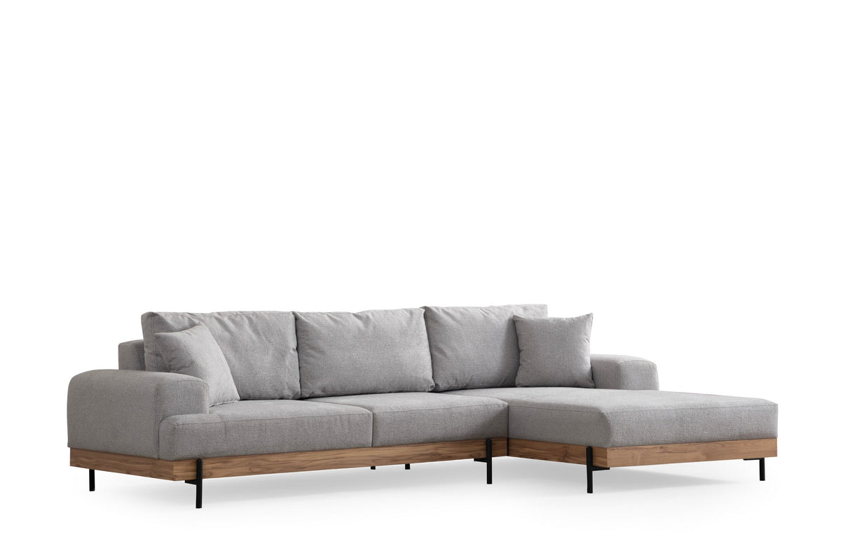 Eti Oak Right Ecksofa - Grau in Grau präsentiert im Onlineshop von KAQTU Design AG. L-Sofa rechts ist von Atelier Del Sofa