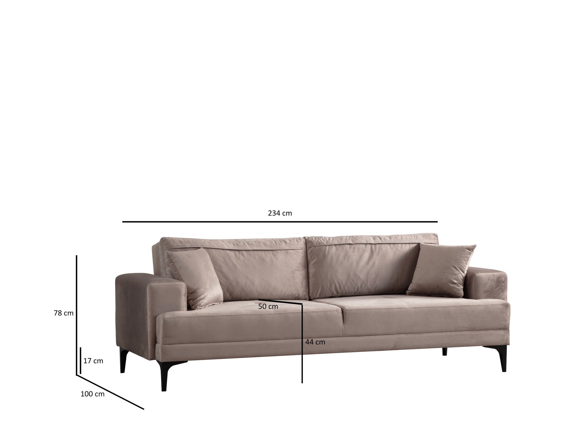 Entdecken Sie das elegante Astana 3-Sitzer-Sofa in Beige von Atelier Del Sofa. Ideal für stilvolle Wohnräume, vereint es Komfort und zeitloses Design.