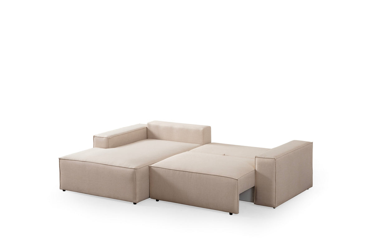 Pırlo Corner Left Bettsofa - Ecru in Ecru präsentiert im Onlineshop von KAQTU Design AG. Bettsofa links ist von Atelier Del Sofa