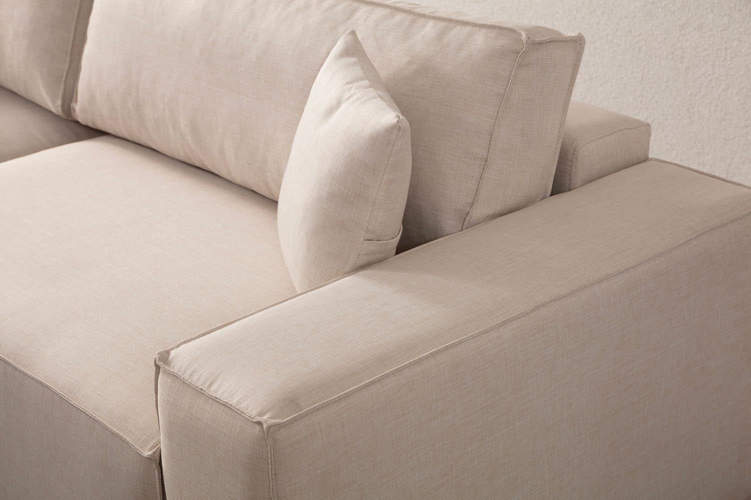 Erleben Sie das Pırlo Corner Left Bettsofa in Ecru von Atelier Del Sofa – stilvolles Design trifft auf höchsten Komfort und vielseitige Nutzungsmöglichkeiten.