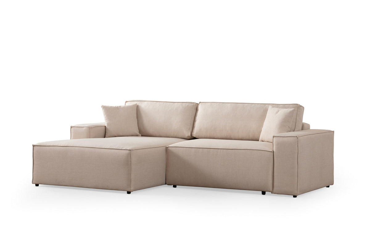 Pırlo Corner Left Bettsofa - Ecru in Ecru präsentiert im Onlineshop von KAQTU Design AG. Bettsofa links ist von Atelier Del Sofa