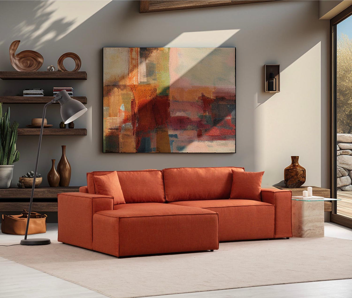 Pırlo Corner Left Bettsofa - Orange in Orange präsentiert im Onlineshop von KAQTU Design AG. Bettsofa links ist von Atelier Del Sofa