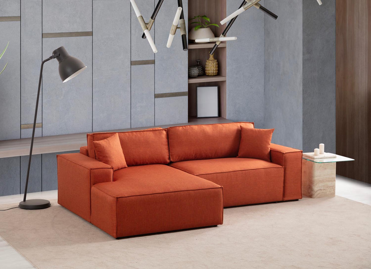 Pırlo Corner Left Bettsofa - Orange in Orange präsentiert im Onlineshop von KAQTU Design AG. Bettsofa links ist von Atelier Del Sofa