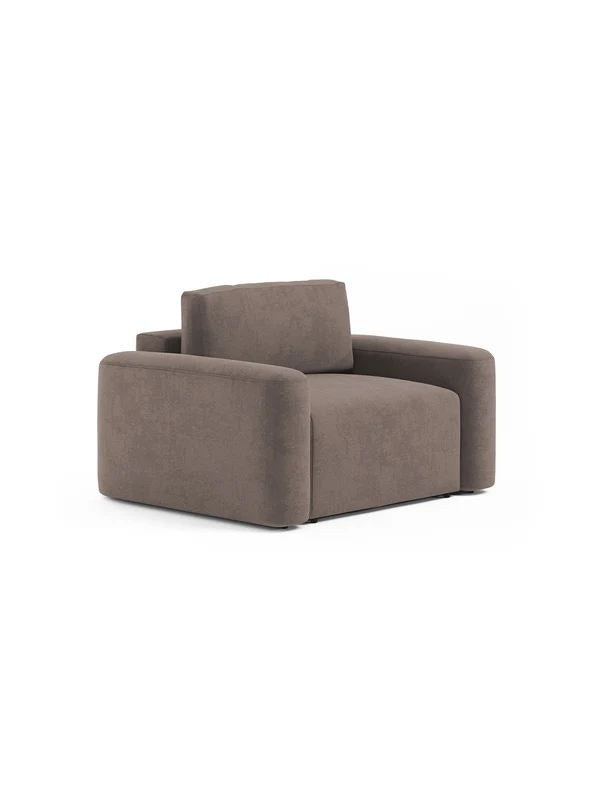 Braunes 1-Sitzer Sofa Mono Lily von Hanah Home mit Buchenholzgestell, Schaumstoffpolster und Kunststoffbeinen, Sitzhöhe 45 cm.