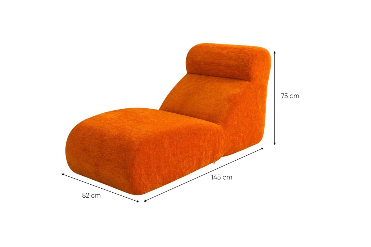 Orangefarbenes Tagesbett Happy Relax von Hanah Home aus 100% 28 DNS-Schaumstoff, ohne Gestell, Masse 82x145x75 cm.