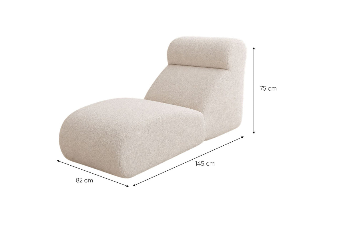Weisses Tagesbett Happy Relax von Hanah Home aus Schaumstoff, rahmenlose Bauform, kompakte Liegefläche, Frontalansicht des Möbelstücks.