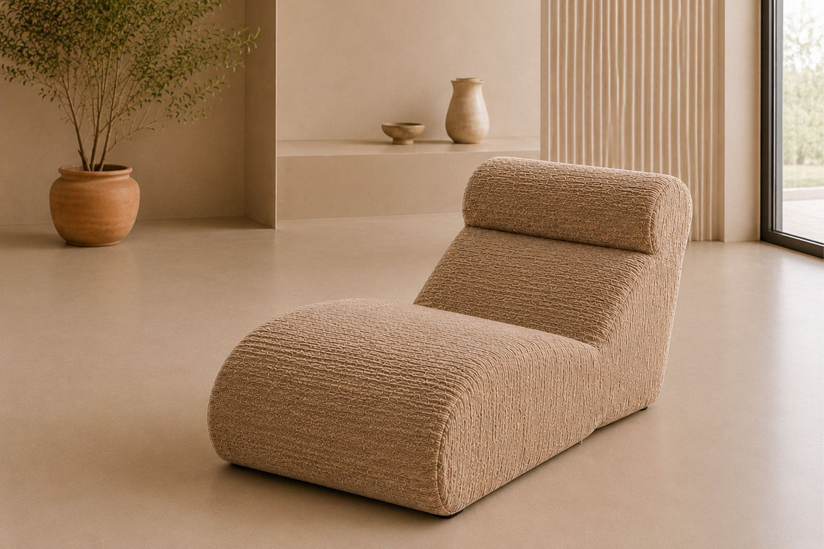 Cappuccinofarbenes Tagesbett ohne Gestell aus 100% 28 DNS-Schaumstoff, Masse 82 x 145 x 75 cm, kompaktes Polstermöbel von Hanah Home.