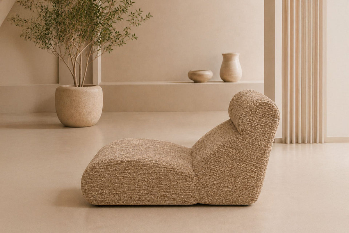 Cappuccinofarbenes Tagesbett ohne Gestell aus 100% 28 DNS-Schaumstoff, Masse 82 x 145 x 75 cm, kompaktes Polstermöbel von Hanah Home.