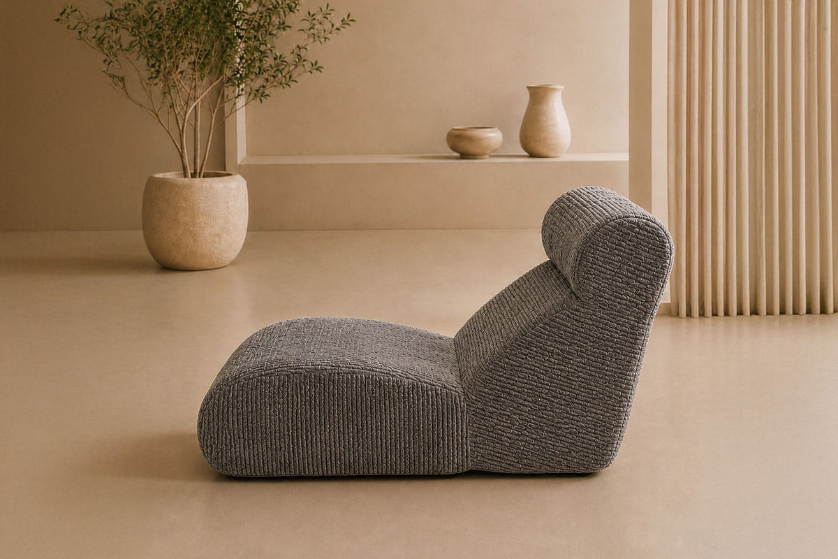 Dunkelgraues Tagesbett Happy Relax von Hanah Home aus 100% 28 DNS Schaumstoff, ohne Gestell, rechteckige Form, Masse 82x145x75 cm.