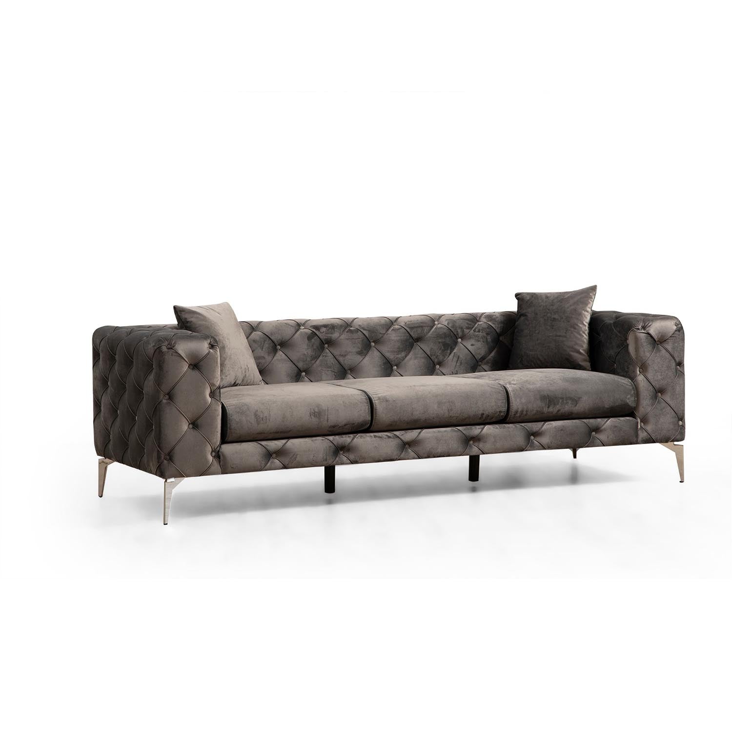 Entdecken Sie das Como 3-Sitzer-Sofa in stilvollem Anthrazit von Atelier Del Sofa – eine perfekte Kombination aus modernem Design und unvergleichlichem Komfort.