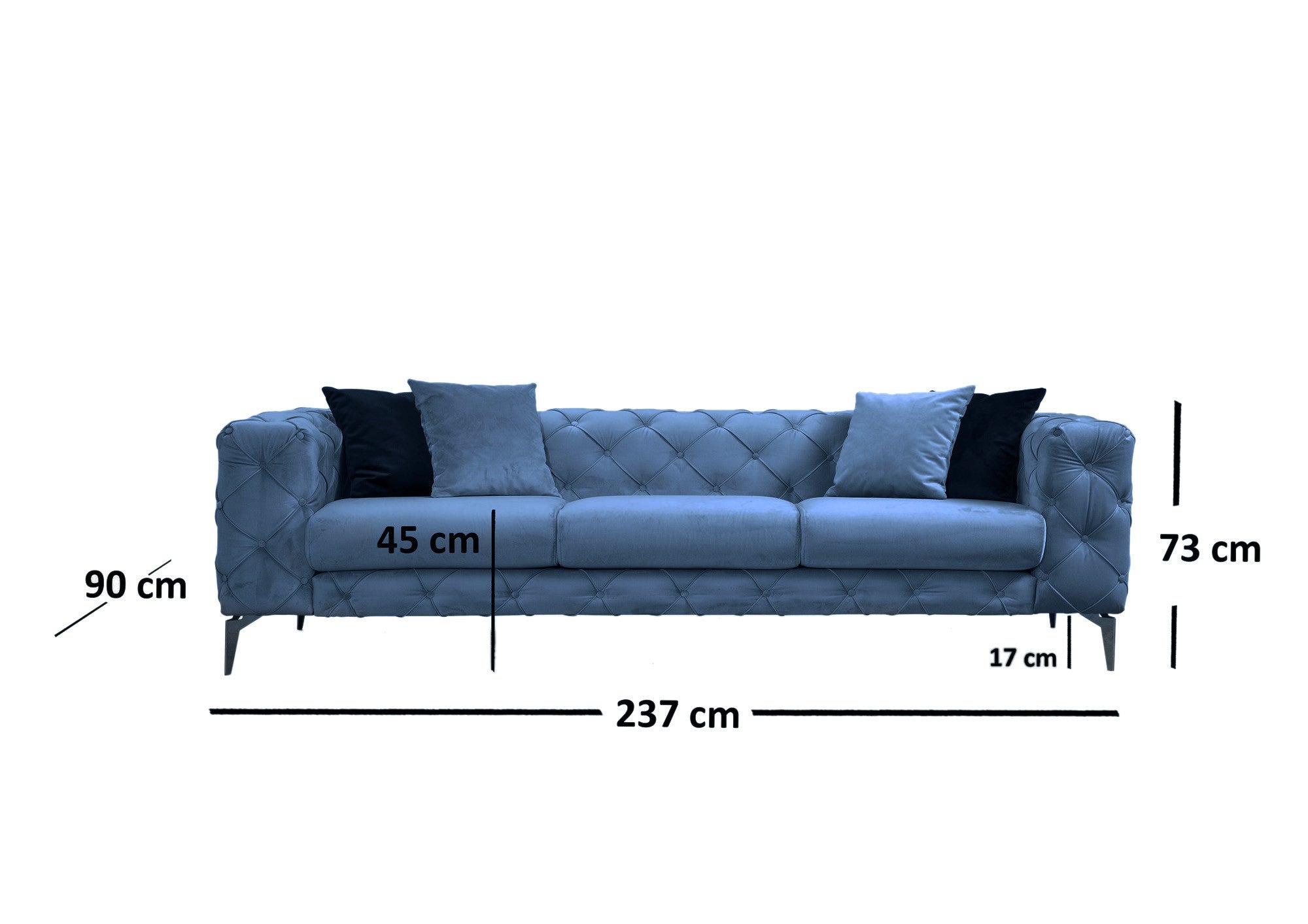 Genießen Sie zeitlose Eleganz mit dem Como 3-Sitzer-Sofa in Blau von Atelier Del Sofa. Perfekt für stilvolle Wohnräume und ultimativen Komfort!
