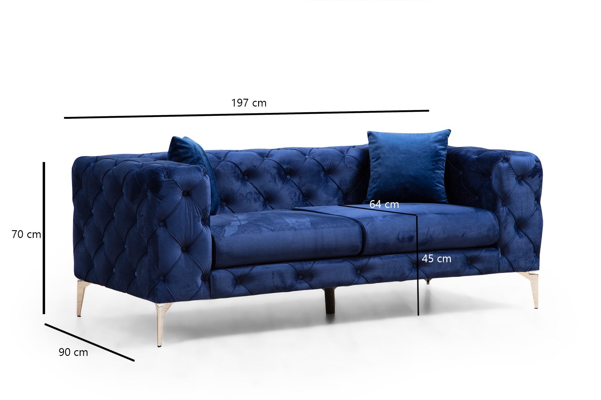 Genießen Sie stilvolle Entspannung mit dem Como 3-Sitzer-Sofa in Navy Blue von Atelier Del Sofa – der Inbegriff von Eleganz und Komfort.