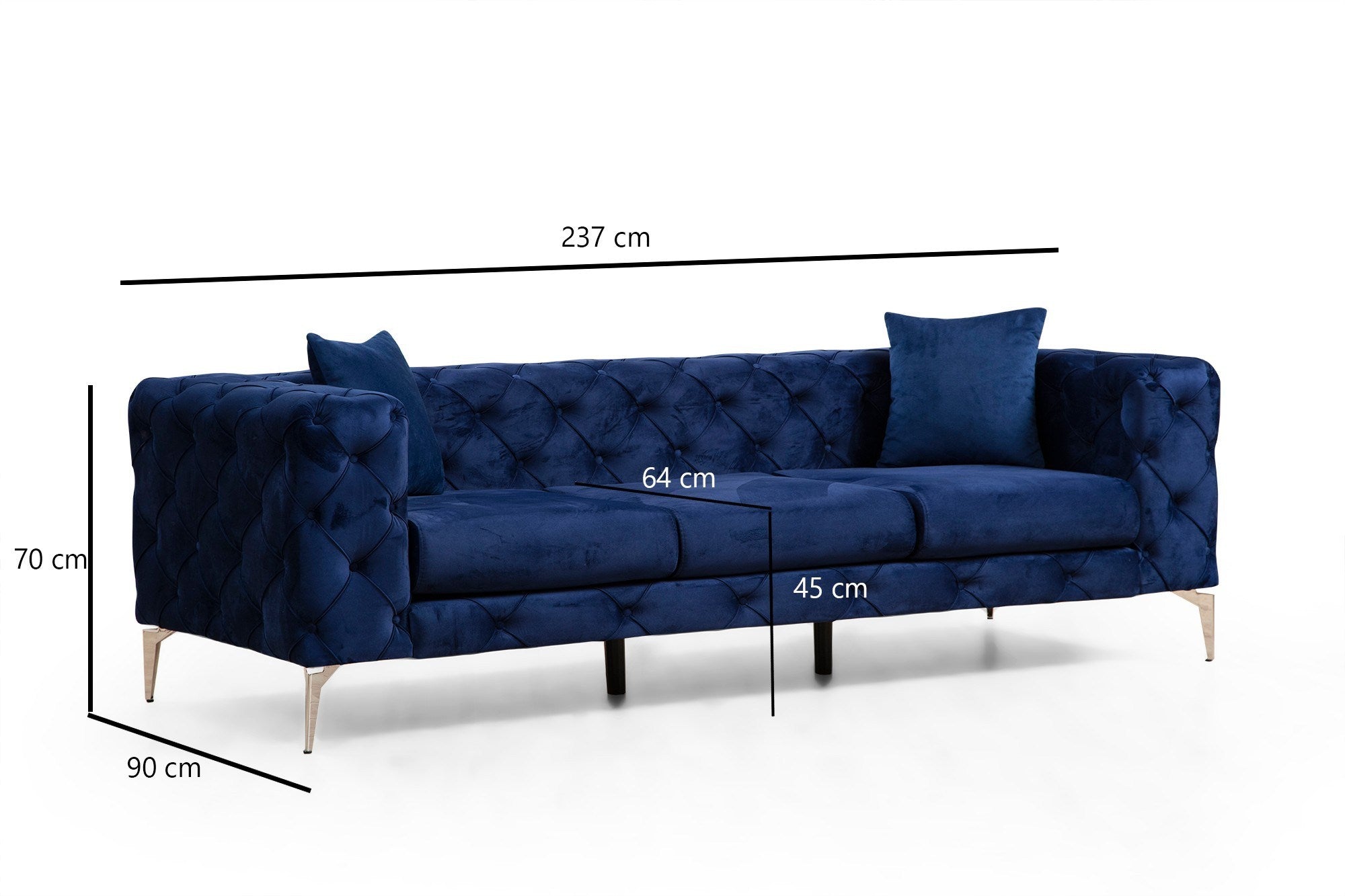 Entdecken Sie das Como 3-Sitzer-Sofa in Navy Blue von Atelier Del Sofa – eine harmonische Verbindung aus luxuriösem Design und unvergleichlichem Komfort.