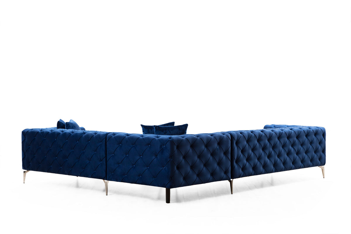 Como Right Ecksofa - Marineblau in Marineblau präsentiert im Onlineshop von KAQTU Design AG. Ecksofa ist von Atelier Del Sofa