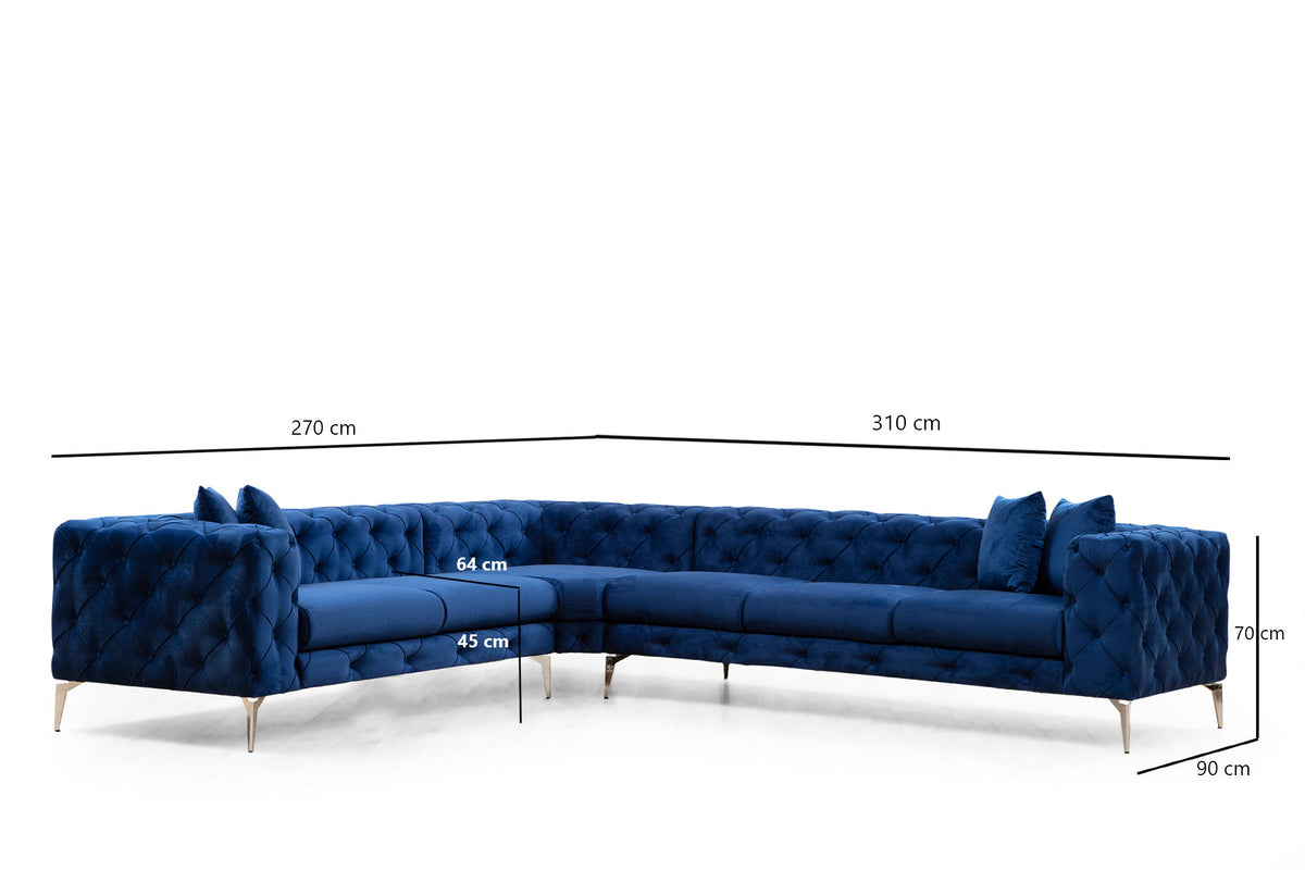 Como Left Ecksofa - Marineblau in Marineblau präsentiert im Onlineshop von KAQTU Design AG. Ecksofa ist von Atelier Del Sofa