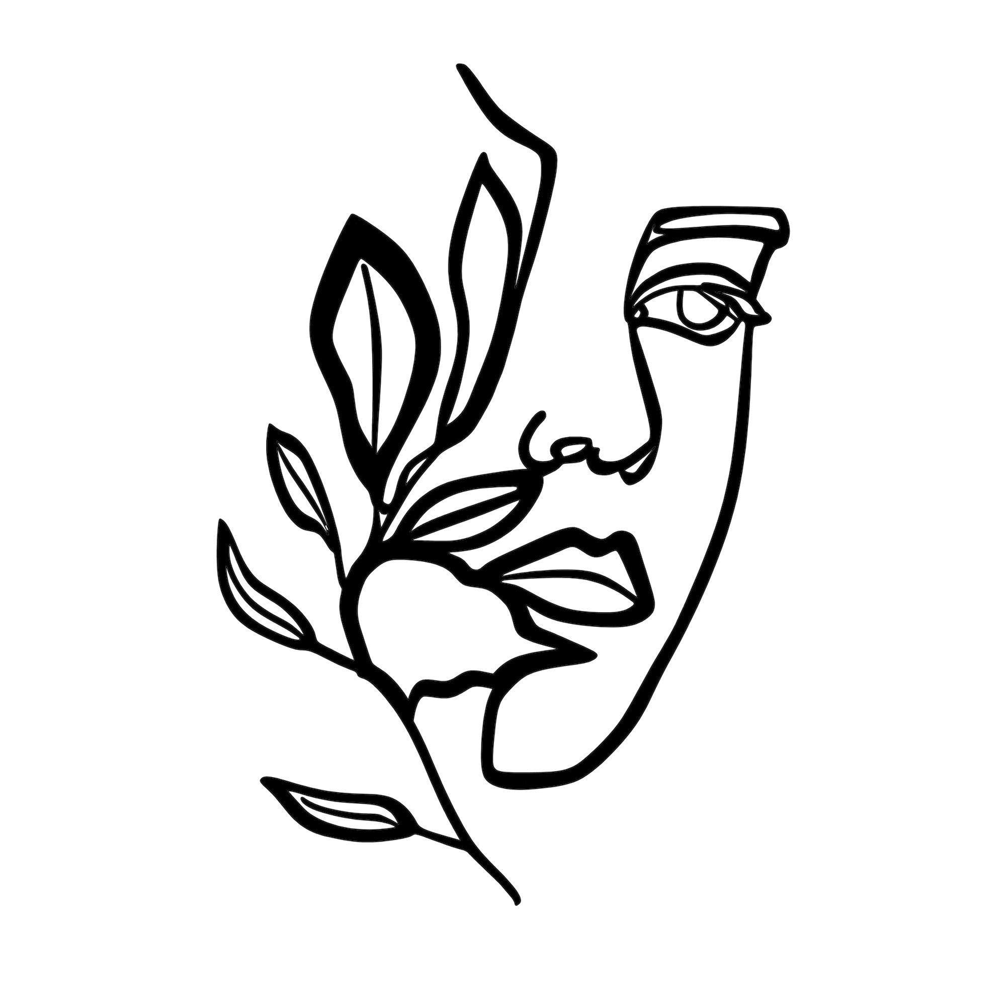 Woman Face Behind The Branch in Schwarz präsentiert im Onlineshop von KAQTU Design AG. Wanddeko ist von Wallity