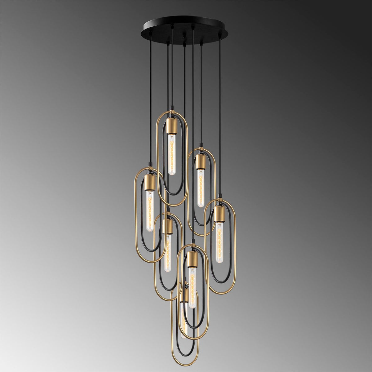 Cerco Pendellampe - Schwarz Gold in Schwarz Gold präsentiert im Onlineshop von KAQTU Design AG. Pendelleuchte ist von Opviq