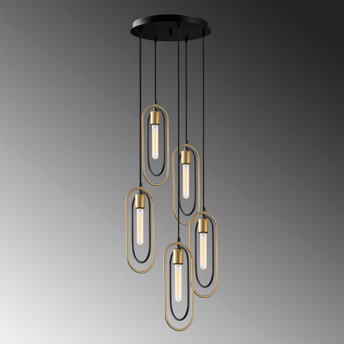 Cerco Pendellampe - Schwarz Gold in Schwarz Gold präsentiert im Onlineshop von KAQTU Design AG. Pendelleuchte ist von Opviq