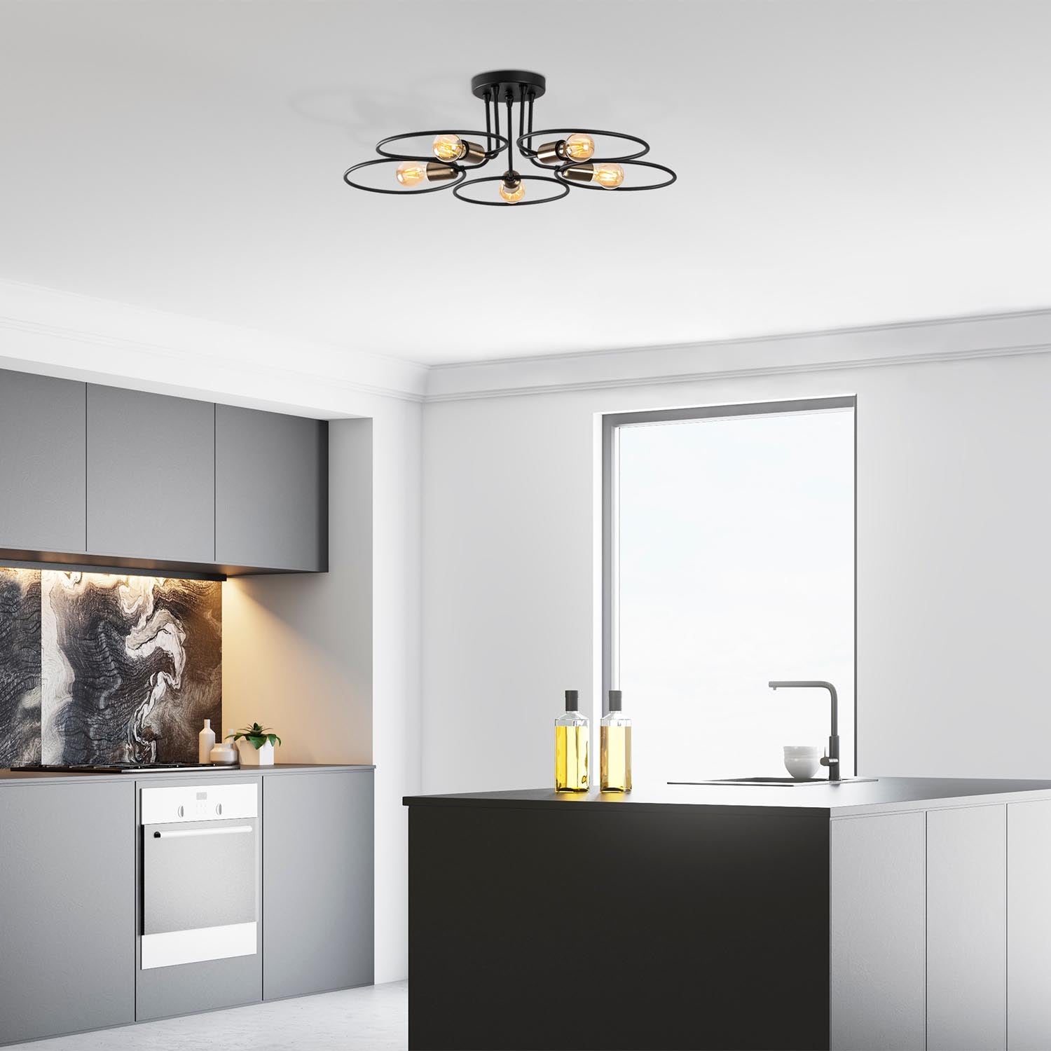 Entdecken Sie die elegante Circle Deckenleuchte in Schwarz von Opviq. Perfekt für stilvolle Akzente in jedem Raum.