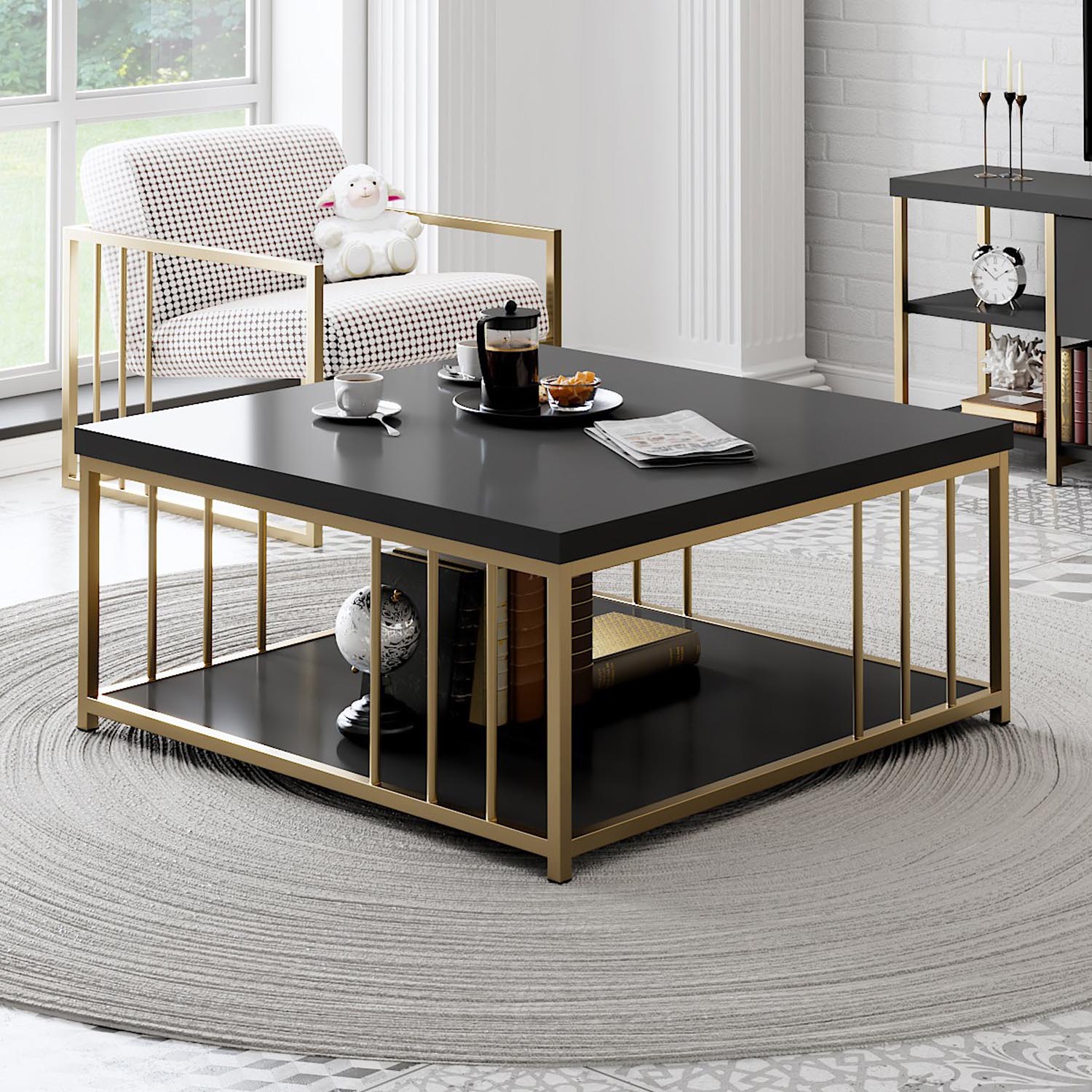 Eleganter Zenn Sofatisch in Anthrazit und Gold von Hanah Home. Hochwertige Materialien und modernes Design für ein stilvolles Zuhause.