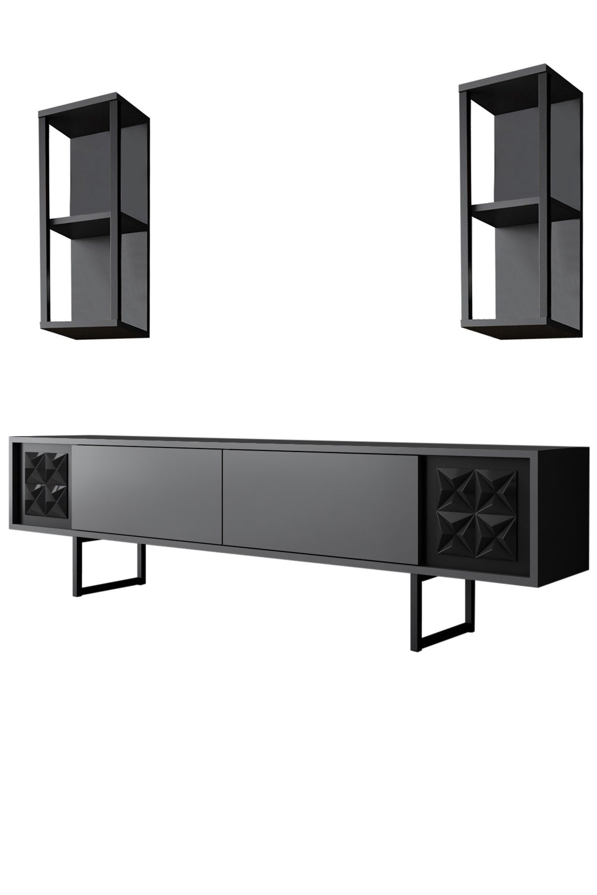 Black Line - Anthracite, Black in Anthrazit Schwarz präsentiert im Onlineshop von KAQTU Design AG. TV-Möbel ist von Hanah Home