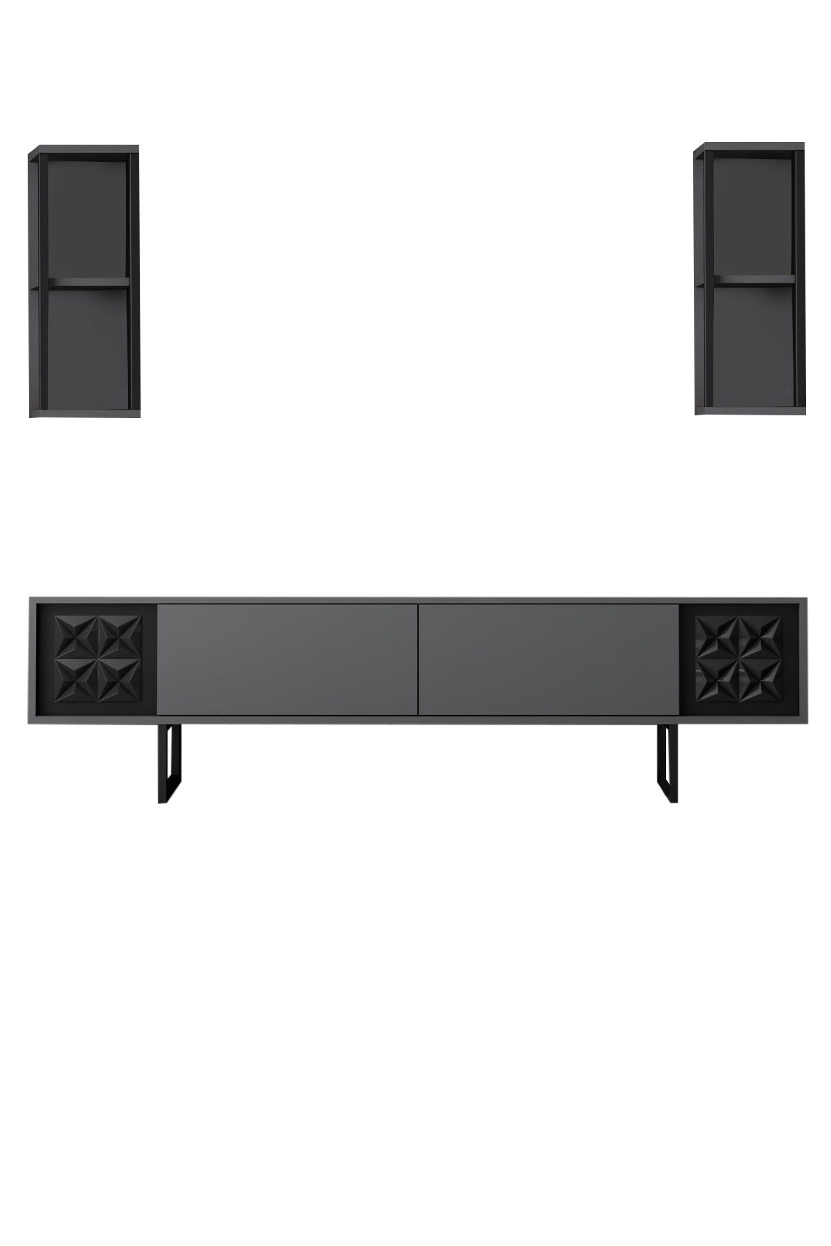 Gestalten Sie Ihr Wohnzimmer neu mit dem stilvollen TV-Ständer Black Line - Anthracite, Black von Hanah Home. Eleganz trifft Funktionalität!