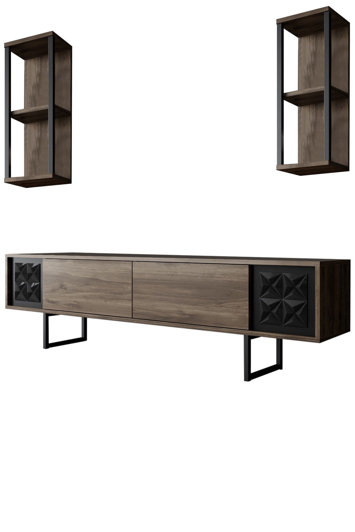Black Line - Walnut, Black in Walnuss Schwarz präsentiert im Onlineshop von KAQTU Design AG. TV-Möbel ist von Hanah Home