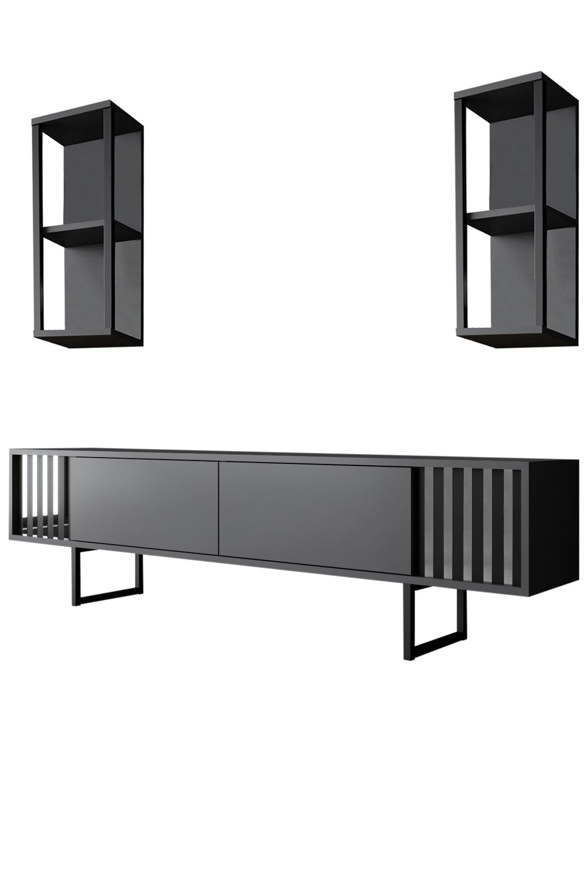 Chrome Line - Anthracite, Black in Anthrazit Schwarz präsentiert im Onlineshop von KAQTU Design AG. TV-Möbel ist von Hanah Home