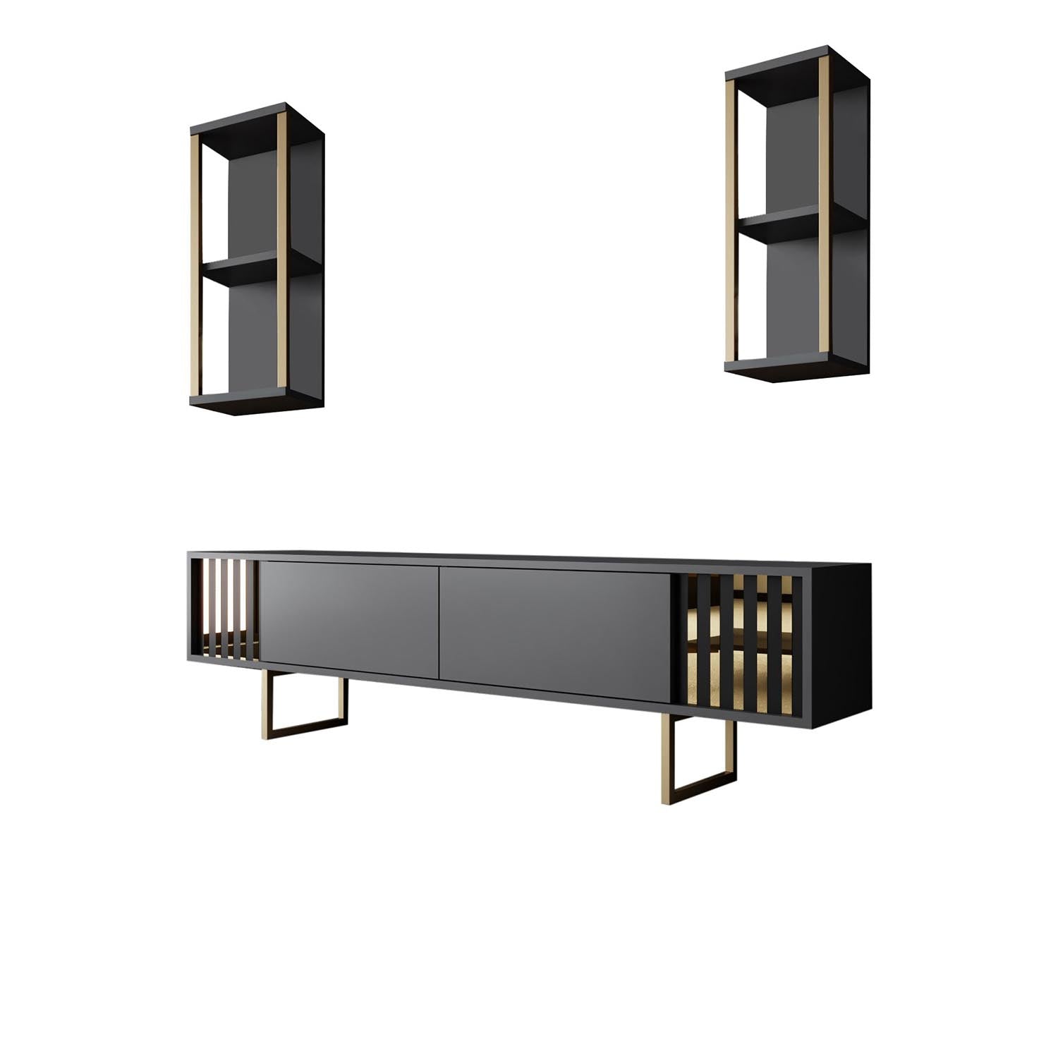 Gold Line - Anthracite, Black in Anthrazit Schwarz präsentiert im Onlineshop von KAQTU Design AG. TV-Möbel ist von Hanah Home