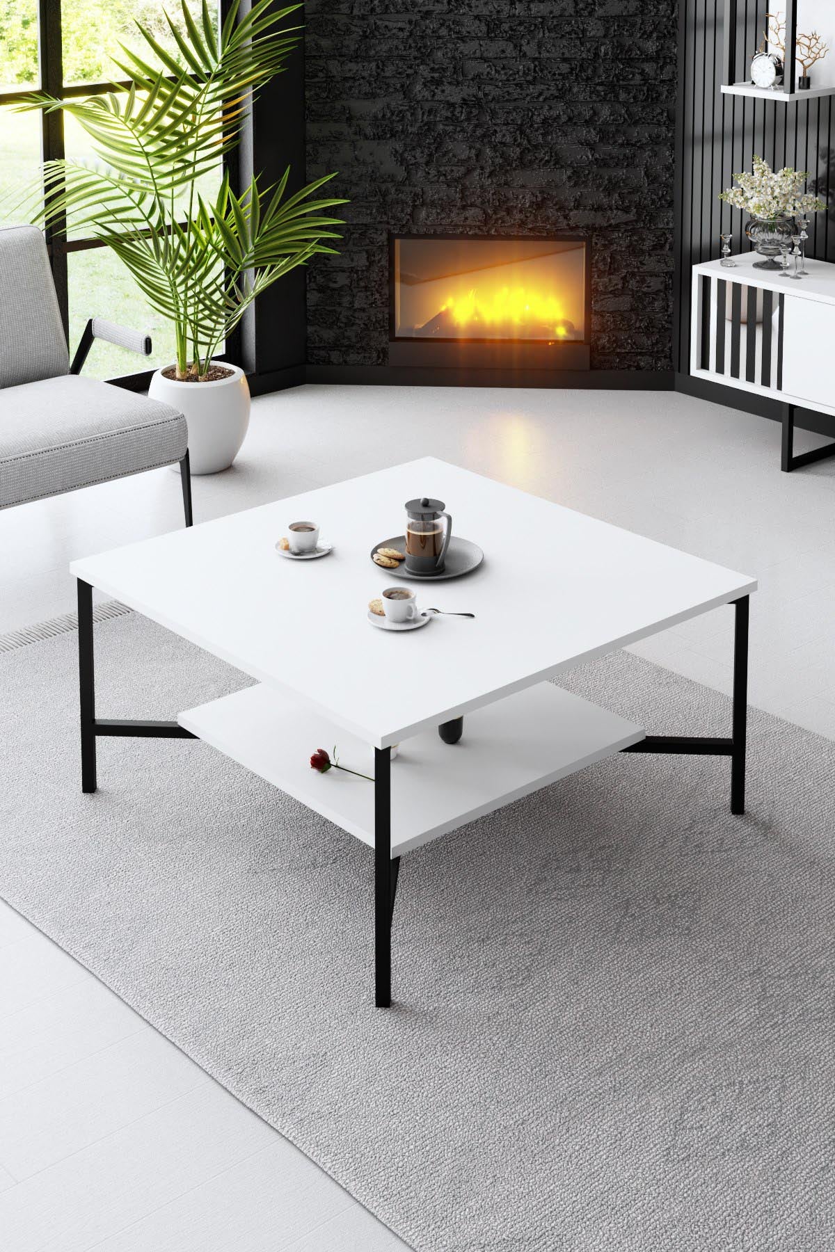 Entdecken Sie das stilvolle TV-Möbel Black Line - White, Black von Hanah Home. Modernes Design, langlebige Materialien und eleganter Look für Ihr Wohnzimmer.