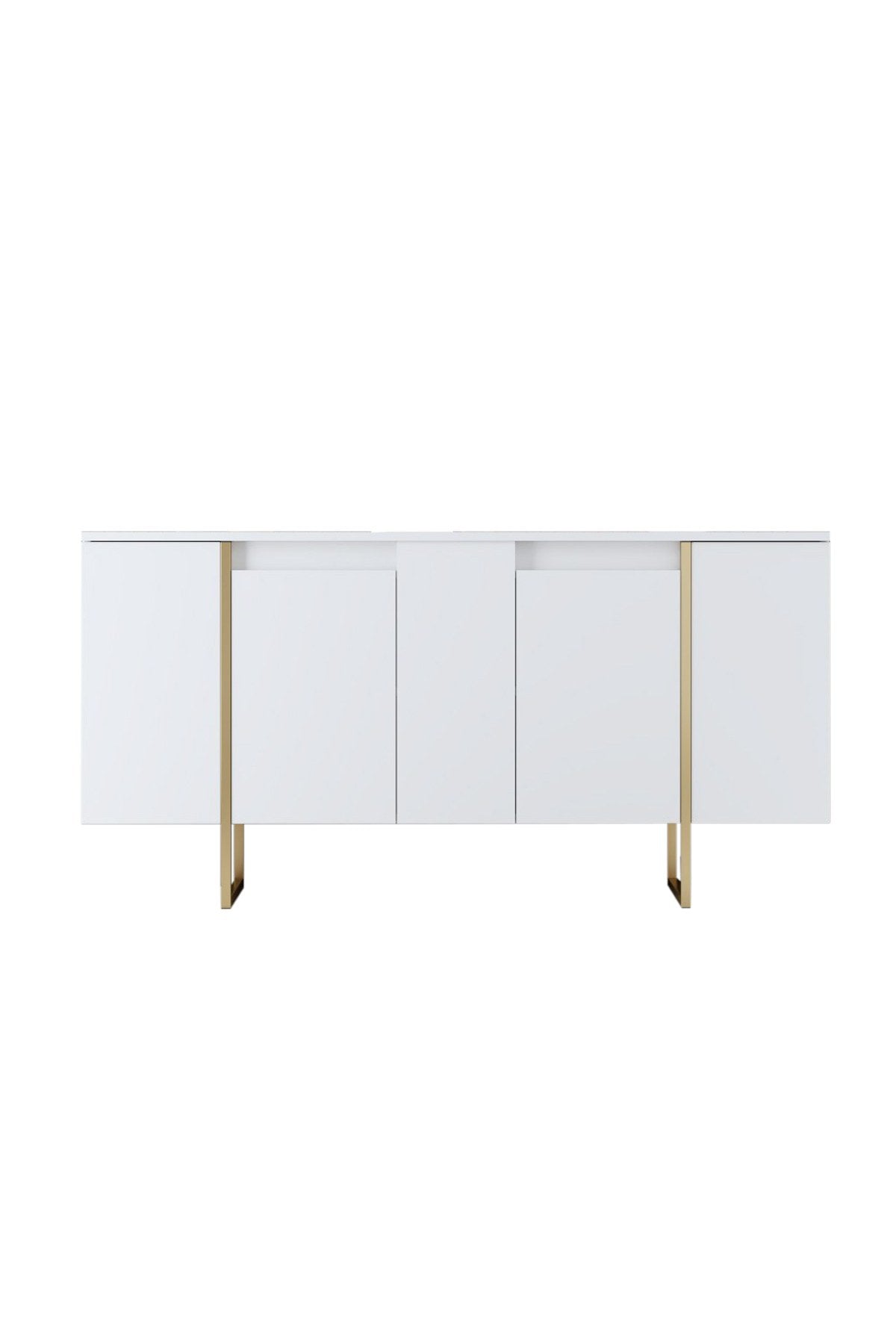 Entdecken Sie den luxuriösen TV-Ständer Luxe - White, Gold von Hanah Home. Stilvolles Design und praktische Funktionalität für Ihr modernes Zuhause.