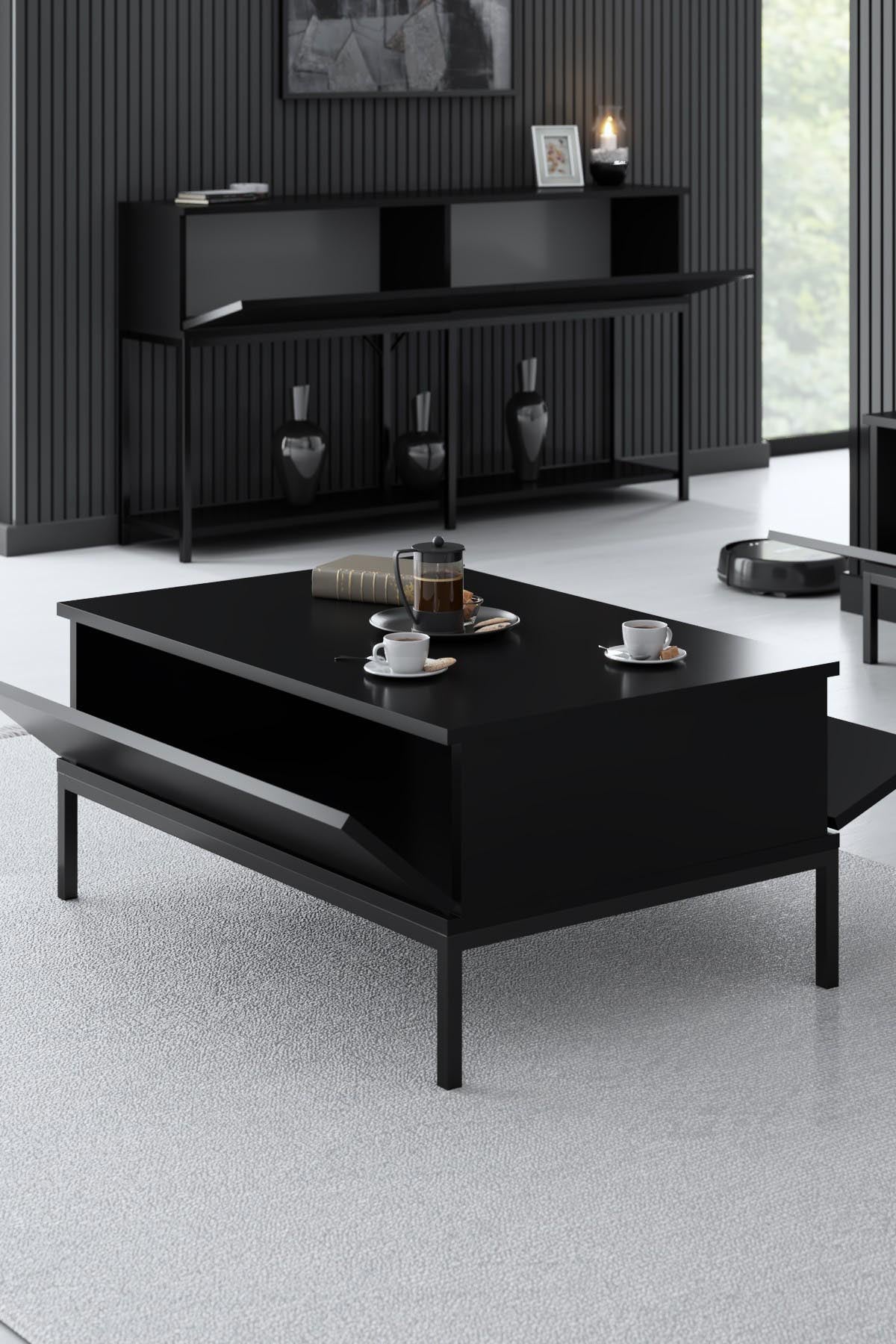 Erleben Sie den Lord - Black TV-Ständer von Hanah Home: Modernes Design, langlebige Materialien und großzügiger Stauraum für Ihr stilvolles Wohnzimmer.
