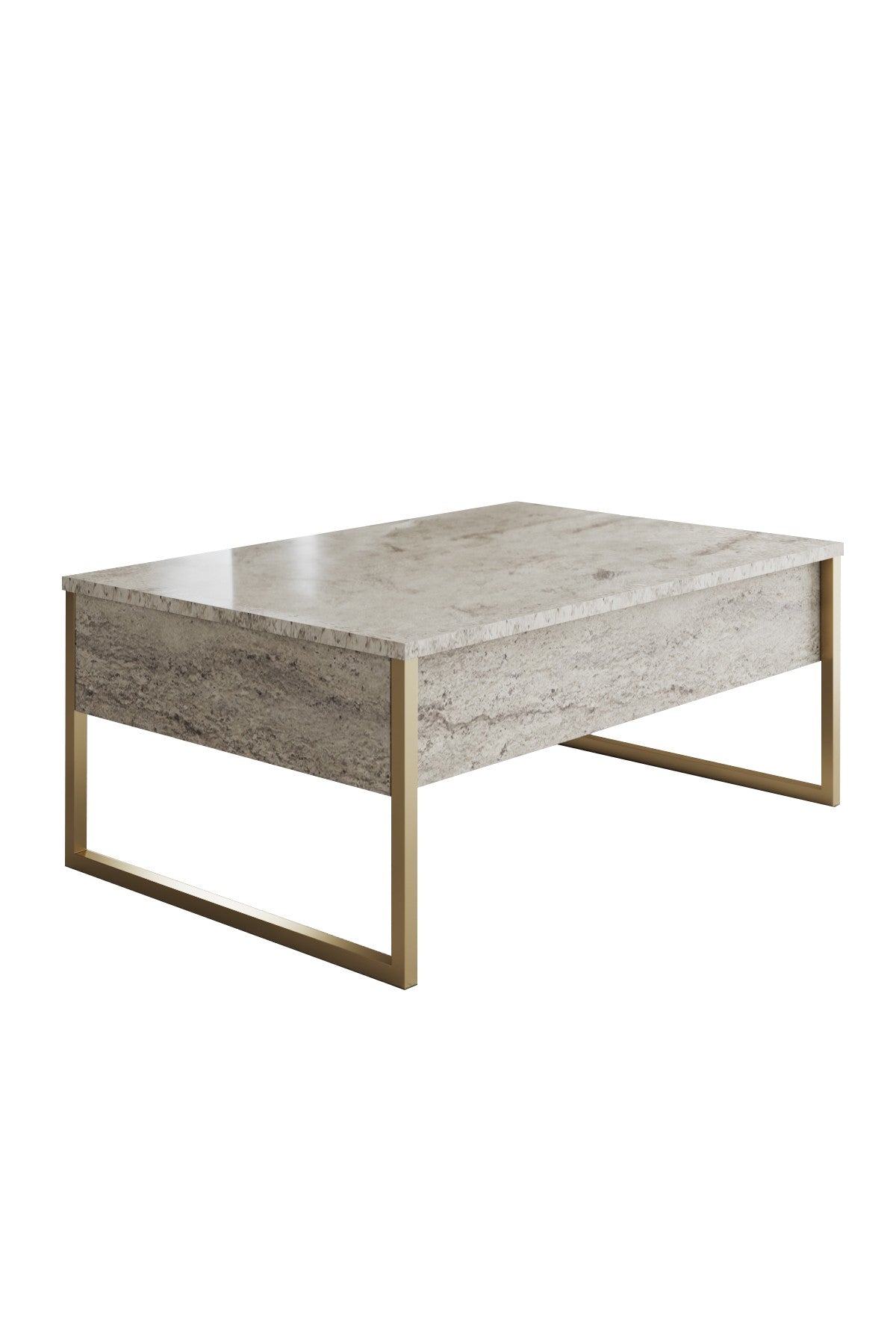 Luxe - Travertine, Gold in Travertin Gold präsentiert im Onlineshop von KAQTU Design AG. Beistelltisch ist von Hanah Home