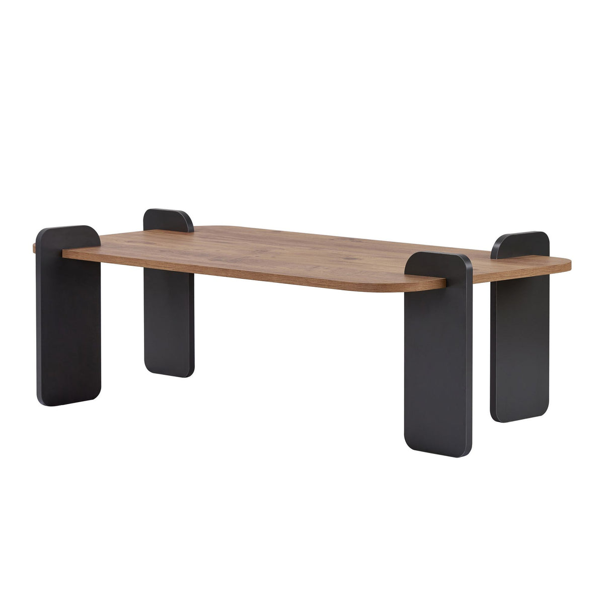 Couchtisch Renard von Nordure aus melaminbeschichteter Spanplatte in Atlantik Kiefer und Anthrazit, rechteckige Form, Masse 147x87x35 cm.