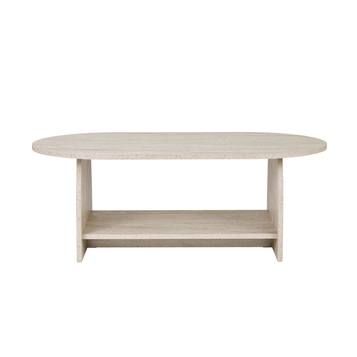 Rafel Couchtisch von Nordure in Travertin-Farbe, rechteckige Form, Material melaminbeschichtete Spanplatte, Masse 110x60x40 cm.
