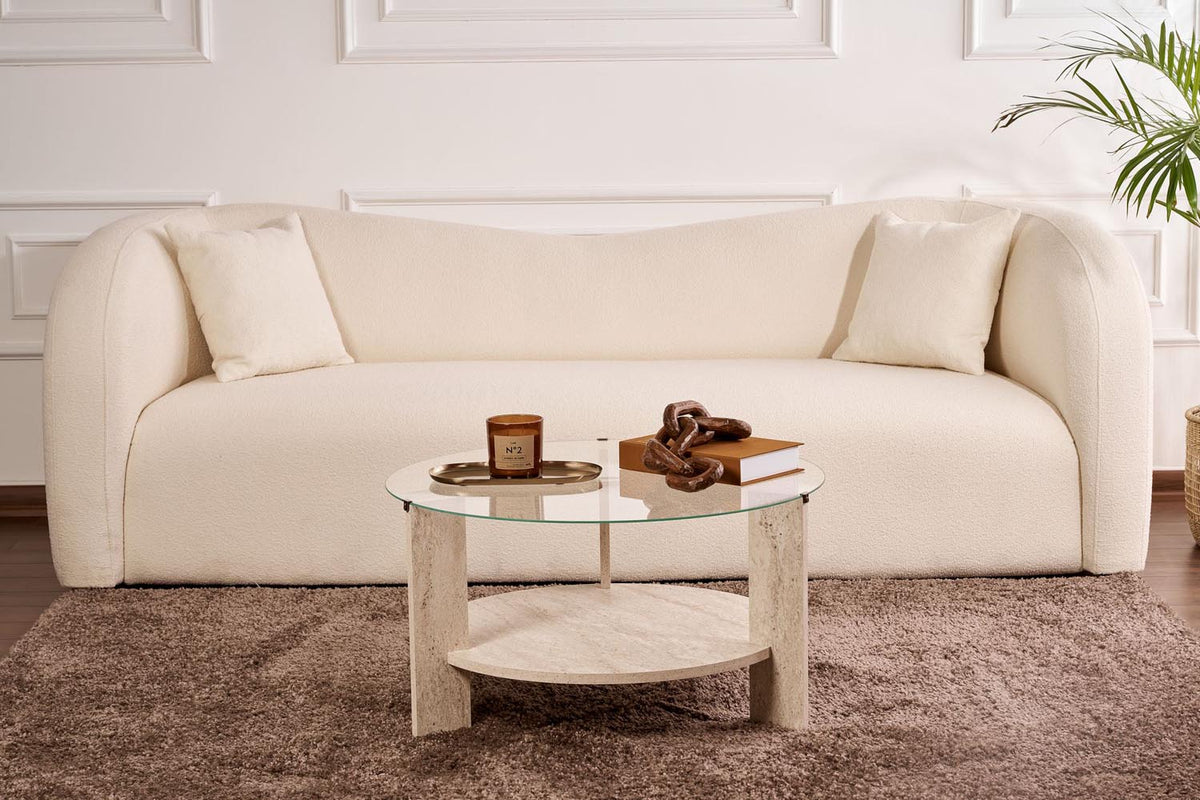 Clara Sofatisch - Travertin Transparent in Travertin Transparent präsentiert im Onlineshop von KAQTU Design AG. Couchtisch ist von Nordure