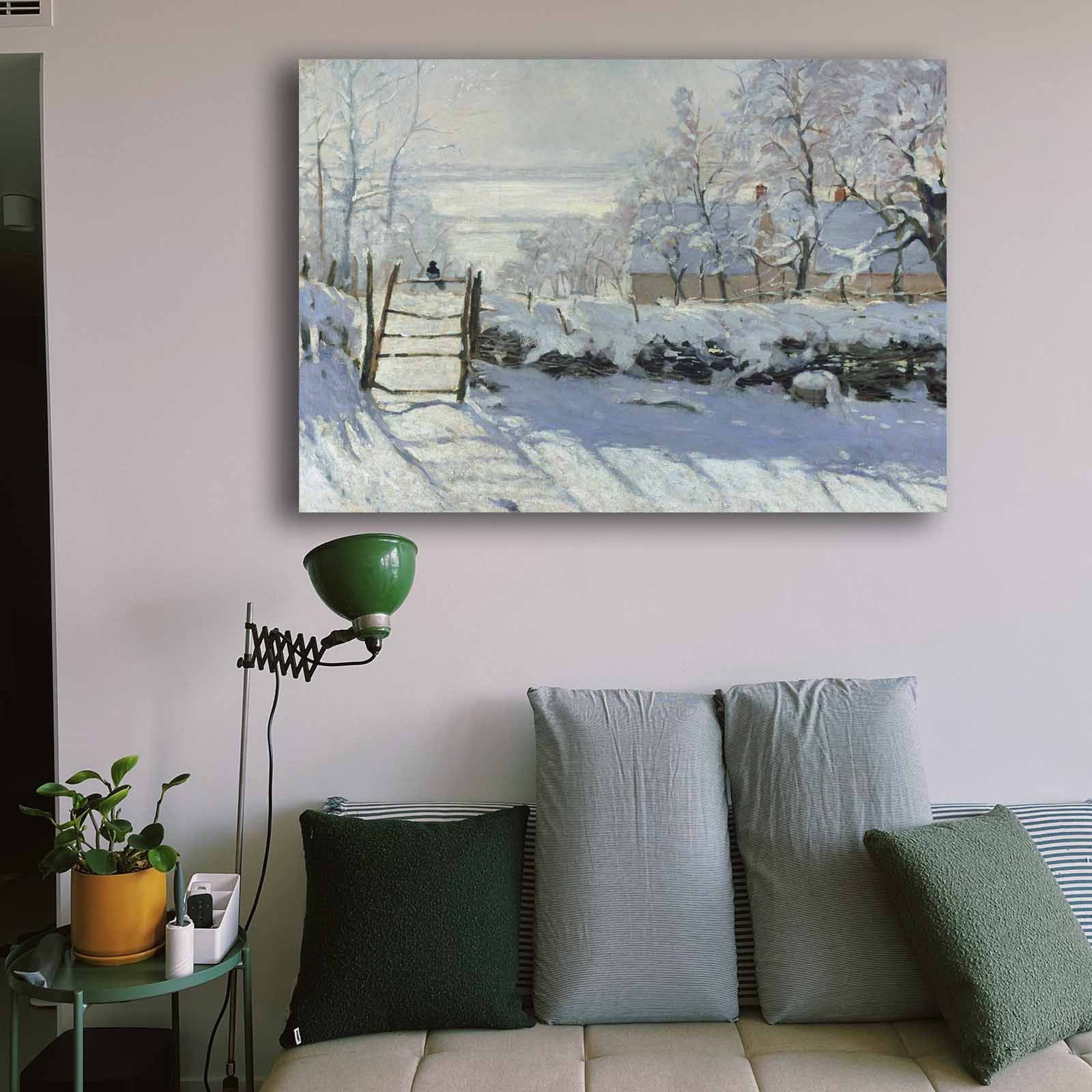 Entdecken Sie das mehrfarbige Leinwandgemälde von Claude Monet. Verleihen Sie Ihrem Raum Eleganz und Ruhe mit diesem Kunstwerk von Wallity.