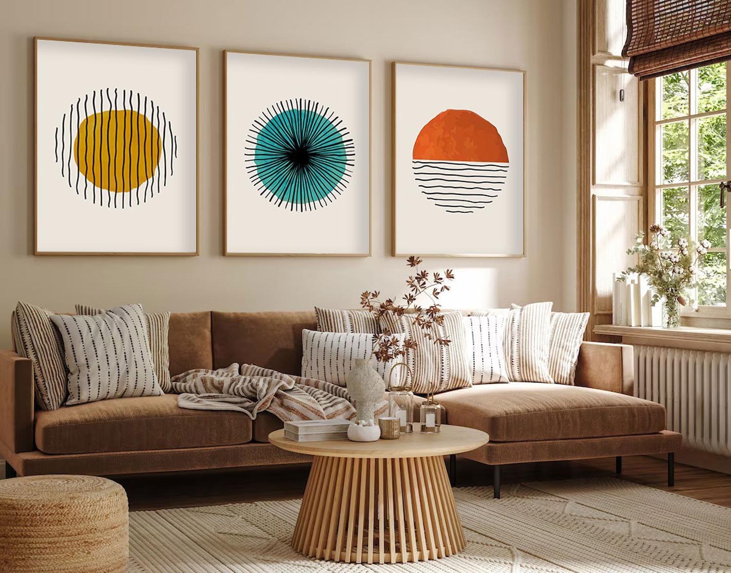 Entdecken Sie das Huhu12 Bild von Wallity – ein 3-teiliges, farbenfrohes MDF-Gemälde, das jeden Raum in ein Kunstwerk verwandelt.