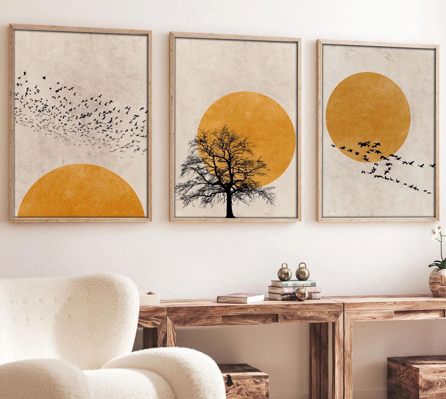 Entdecken Sie das fesselnde 3-teilige MDF-Gemälde Huhu147 von Wallity. Verleihen Sie Ihrem Raum mit lebendigen Farben und eleganter Kunstfertigkeit neuen Glanz!