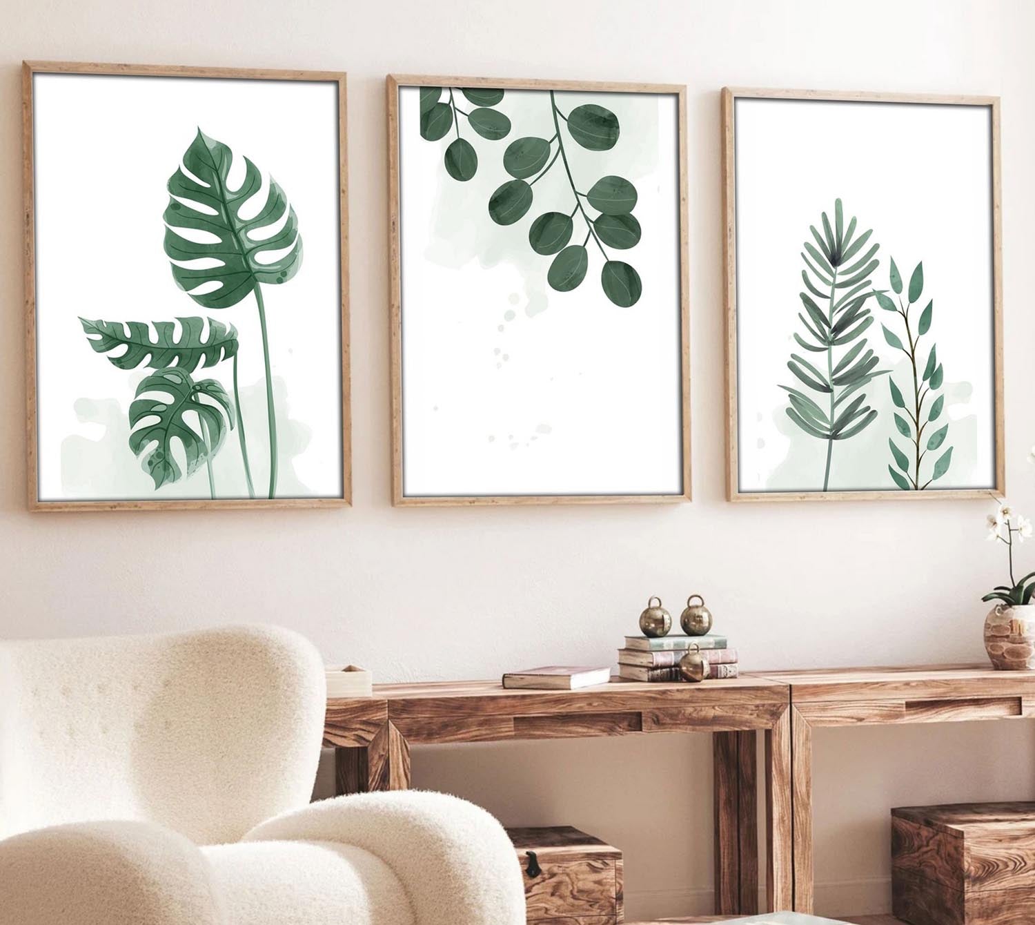 Entdecken Sie das Huhu193 Bild von Wallity – ein mehrfarbiges 3-teilige MDF-Gemälde (30 x 40 cm), das Eleganz und Stil in Ihr Zuhause bringt.