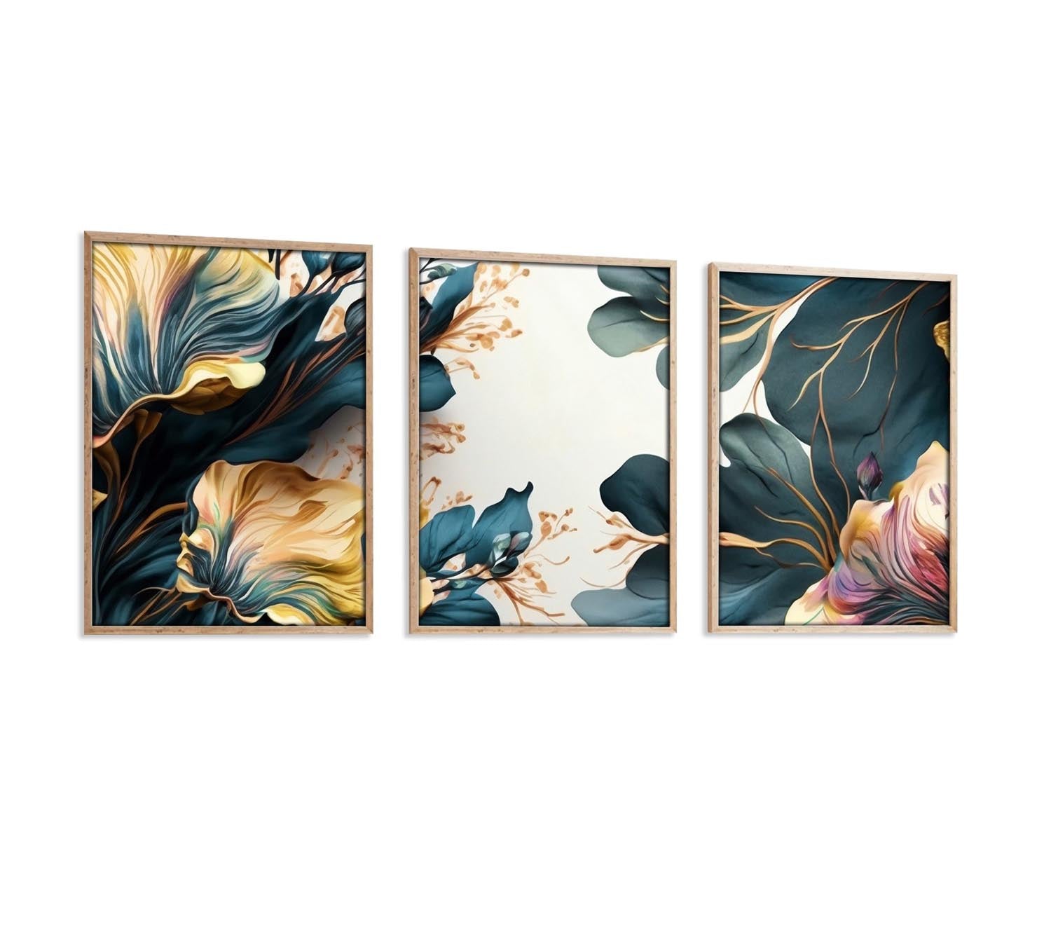 Verleihen Sie Ihrem Raum mit dem Huhu217 Bild von Wallity einen Hauch von Eleganz. Dieses 3-teilige Kunstwerk begeistert mit lebendigen Farben und fesselndem Design.