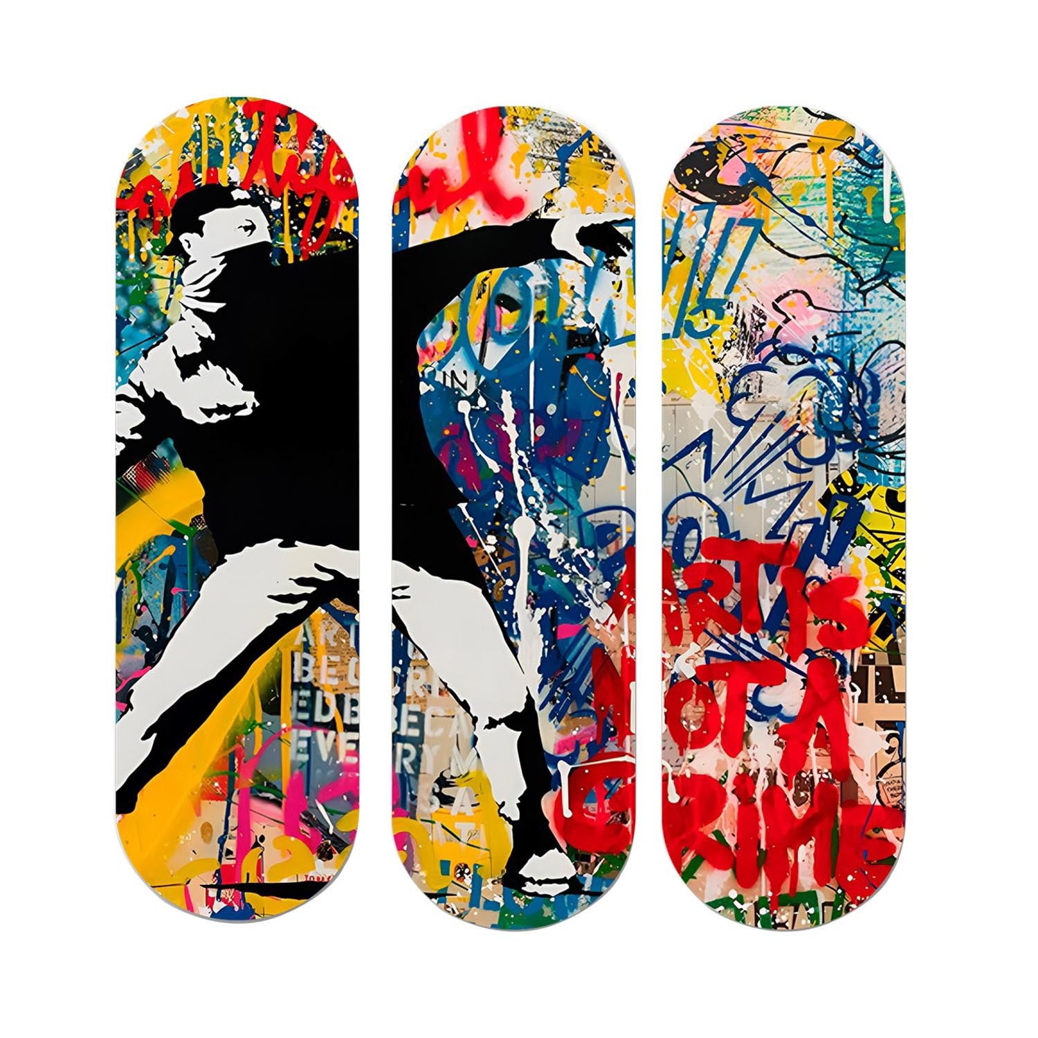 Verleihen Sie Ihrem Zuhause mit dem mehrfarbigen MDF-Gemälde 3KY3806 von Wallity einen Hauch von Eleganz und Kreativität. Ein echtes Highlight!