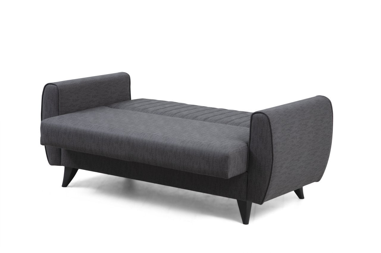 Entdecken Sie das Alkon Bettsofa in Dunkelgrau von Atelier Del Sofa – ein stilvolles, vielseitiges Möbelstück, das Komfort und Eleganz in Ihr Zuhause bringt.
