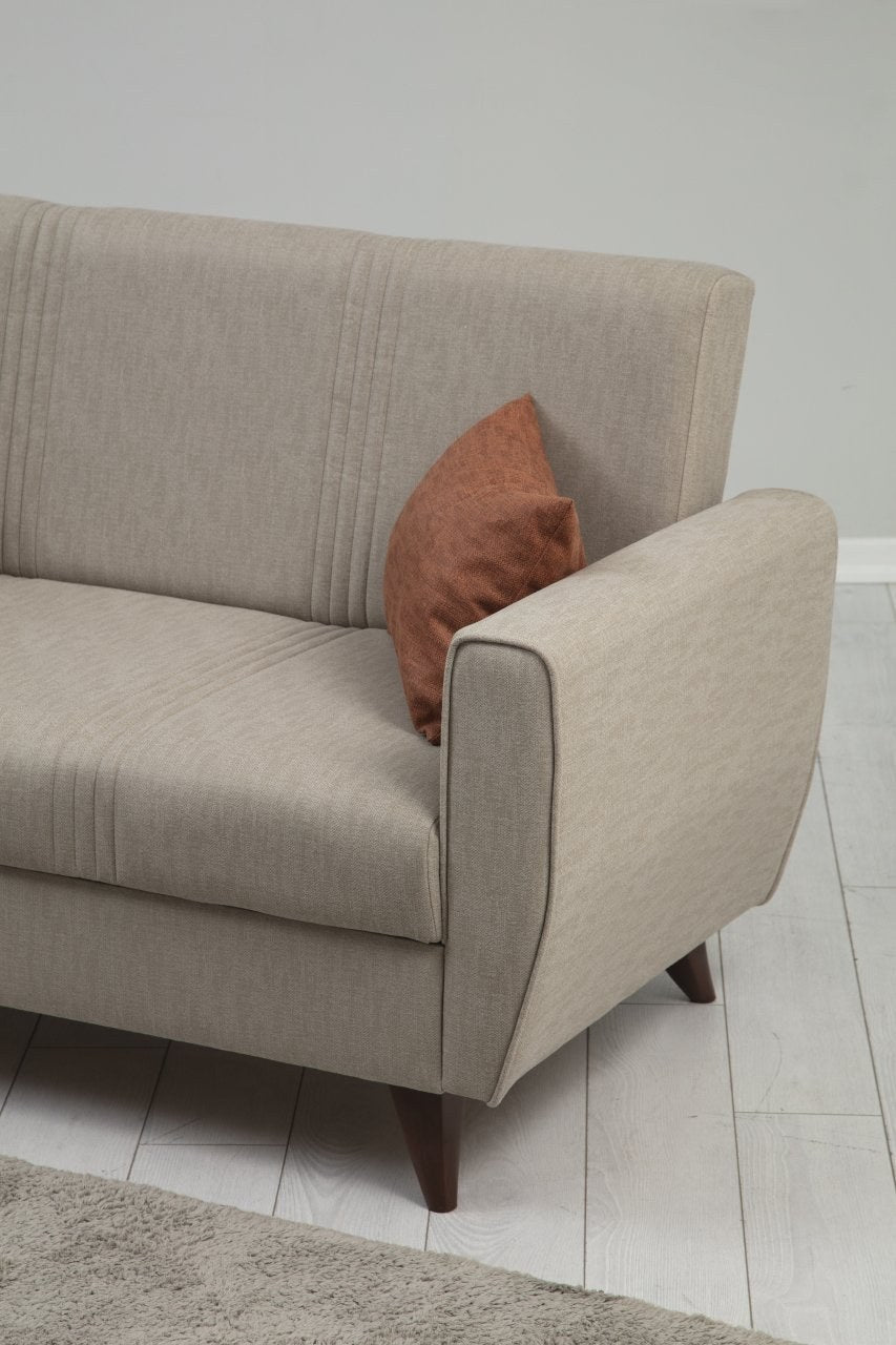 Entdecken Sie das Zaden Bettsofa in Beige von Atelier Del Sofa – ein stilvolles 3-Sitzer Schlafsofa, das Komfort und Funktionalität perfekt kombiniert.