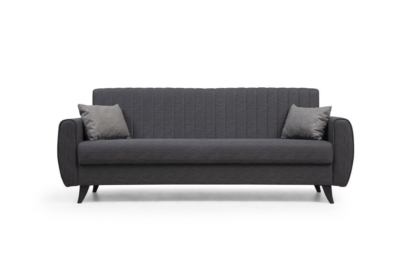 Entdecken Sie das Alkon Bettsofa in Dunkelgrau von Atelier Del Sofa – ein stilvolles, vielseitiges Möbelstück, das Komfort und Eleganz in Ihr Zuhause bringt.