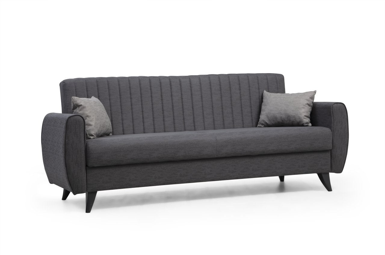 Erleben Sie das Alkon Bettsofa in Dunkelgrau von Atelier Del Sofa – ein elegantes, funktionales Möbelstück, das Stil und Komfort vereint.