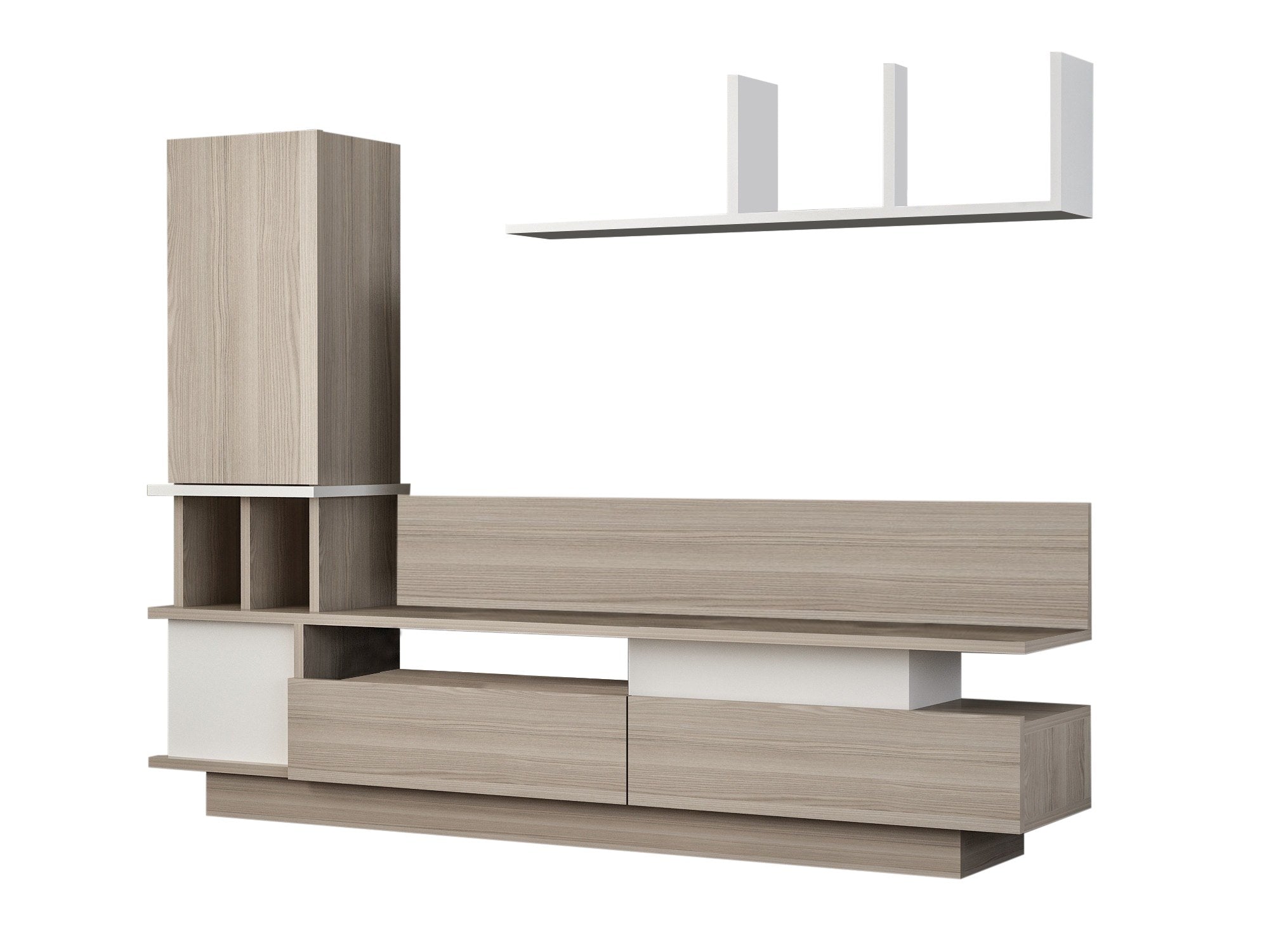 Gestalten Sie Ihr Wohnzimmer modern und elegant mit dem Como TV-Möbel in Weiß und Cordoba von Hanah Home – ideal für stilvolle Ordnung und skandinavischen Charme.