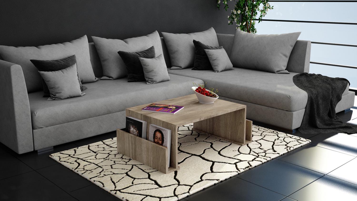 Entdecken Sie den eleganten Magazin Sofatisch in Walnuss von Hanah Home. Stilvolles Design trifft auf praktischen Stauraum für Ihr modernes Zuhause.