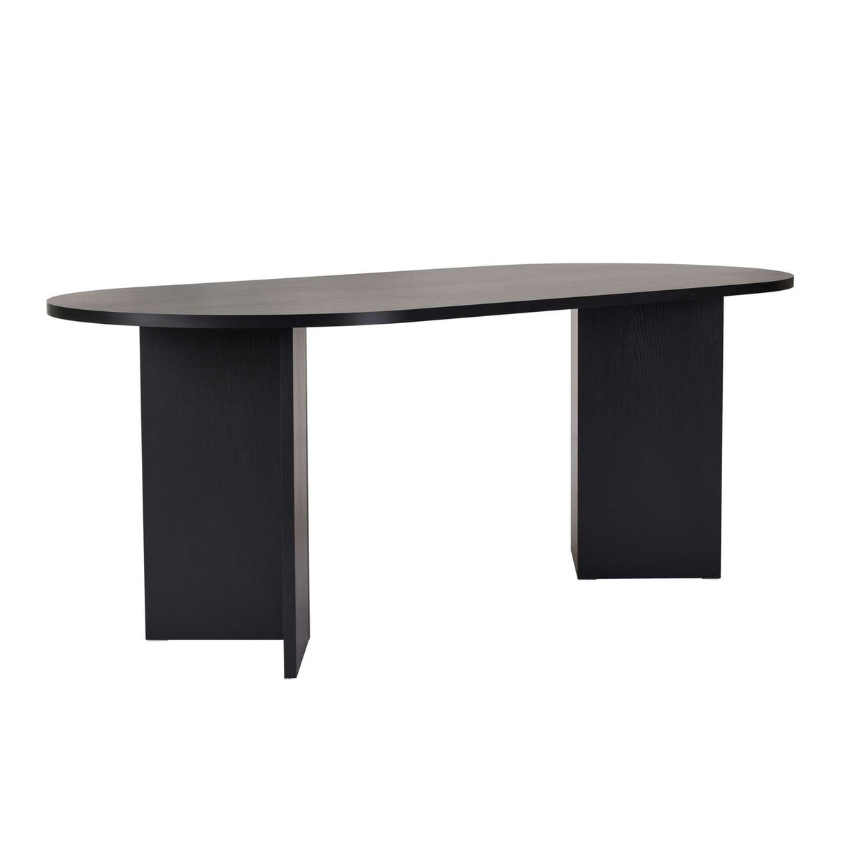 Rechteckiger Esstisch in Schwarz mit melaminbeschichteter Spanplattenoberfläche, schlichtes Gestell, Masse 200 x 90 x 75 cm.